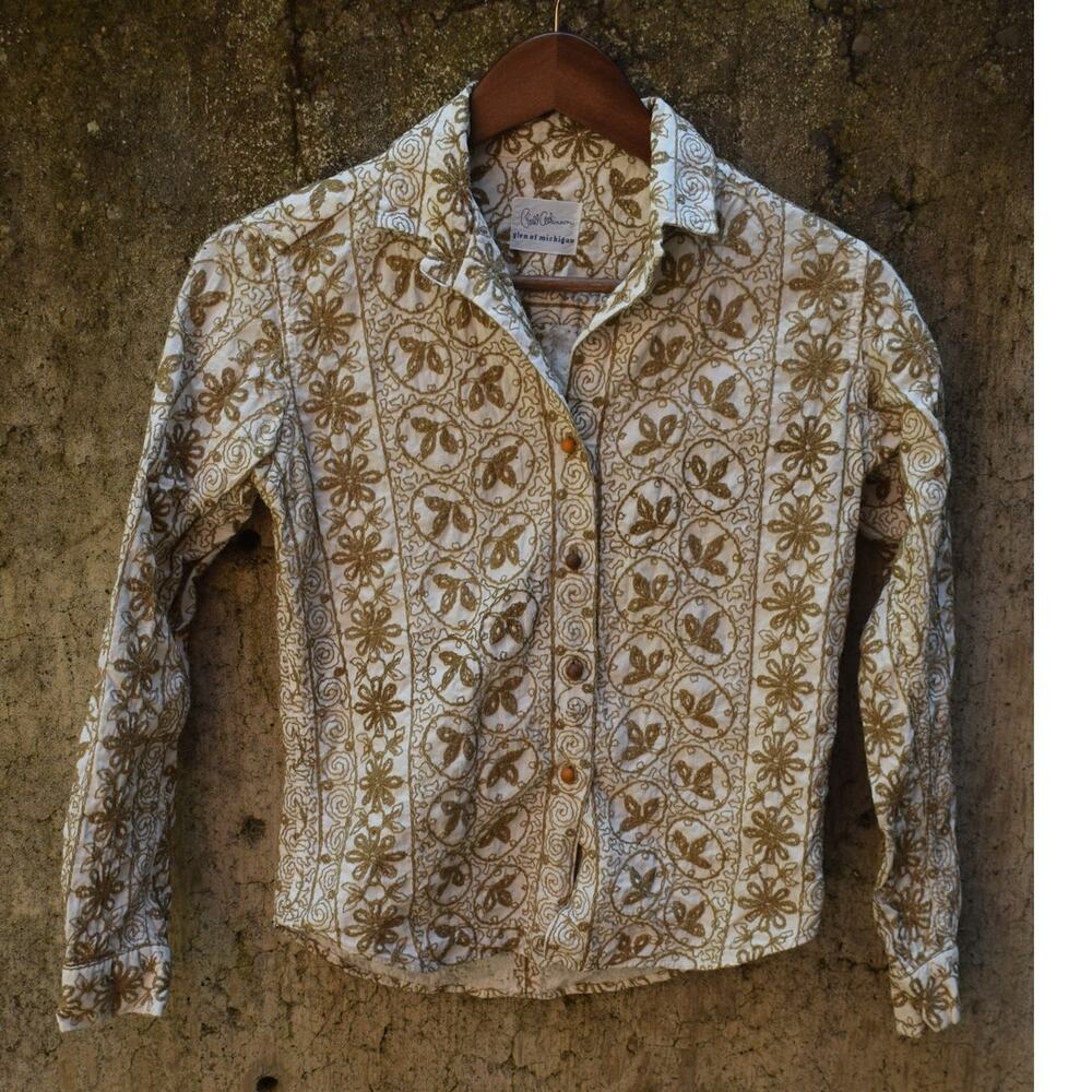Vintage Bill Atkinson Glen of Michigan Embroidered Button-Up Blouse – Size S/M